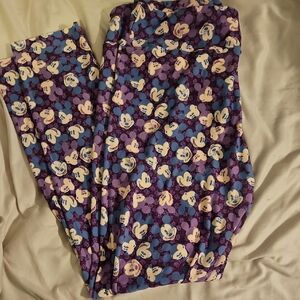 LuLaRoe Women's Disney Leggings in Purple and Blue with Character Print